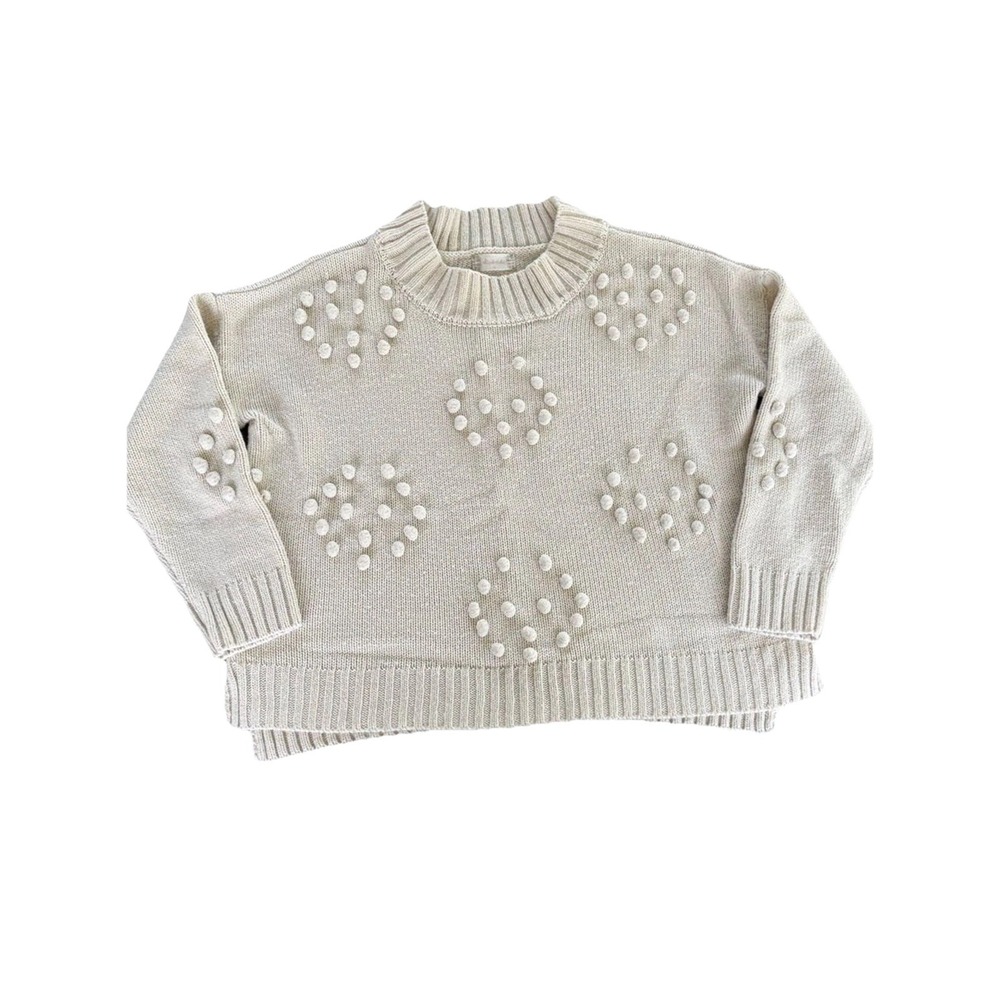 Altar'd State Cream Pom-Pom Turtleneck Sweater Women's Small
